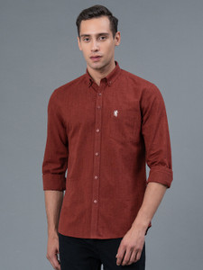 RED TAPE Men Solid Casual Maroon Shirt