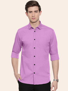 FIBERMILL Men Solid Casual Purple Shirt