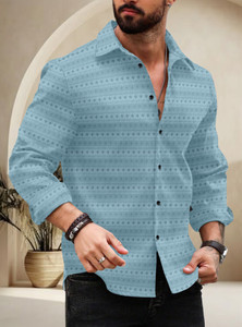 SOPANI Men Printed Casual Light Green Shirt