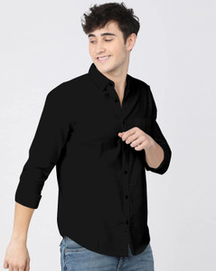 VRLOOKS Men Solid Formal Black Shirt
