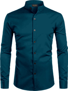 MILDIN Men Solid Formal Blue Shirt