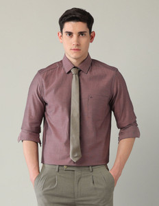 ARROW Men Self Design Formal Maroon Shirt