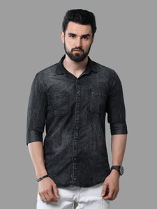 CAZZBA Men Solid Casual Black Shirt