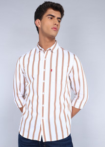 LEVI'S Men Striped Casual White Shirt
