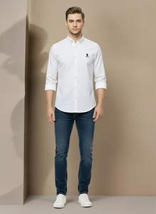 BLACK ROCKS Men Embroidered Casual White Shirt