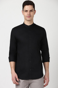 PETER ENGLAND Men Solid Casual Black Shirt