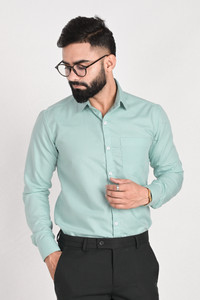 FUBAR Men Solid Formal Light Green Shirt