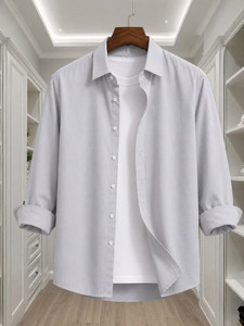 TorontoCN Men Solid Casual Grey Shirt