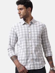 WROGN Men Checkered Casual White Shirt