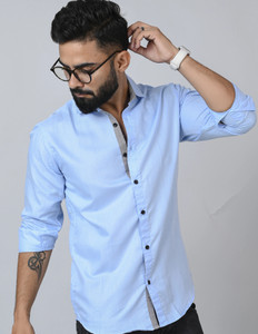 METRONAUT Men Solid Casual Blue Shirt