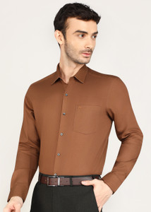 ARROW Men Solid Formal Brown Shirt