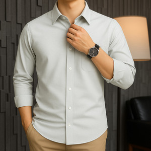 Dopri Men Solid Formal Grey Shirt