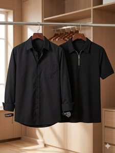 METRONAUT Men Solid Casual Black Shirt