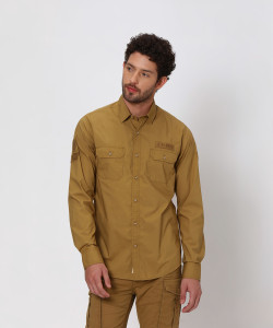 MUFTI Men Solid Casual Khaki Shirt