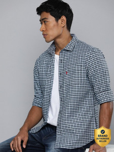 LEVI'S Men Checkered Casual Blue Shirt