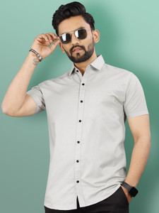 VeBNoR Men Solid Casual Grey Shirt