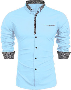 Webric Men Solid Casual Light Blue Shirt