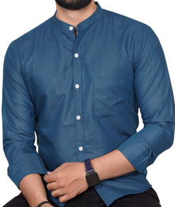 Tyzlo Men Solid Casual Blue Shirt