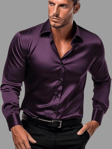 BROCON Men Solid Party Purple Shirt
