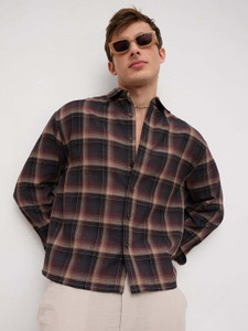 VASTRADO Men Checkered Casual Brown Shirt - Image 6