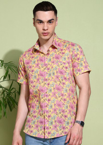 FUBAR Men Floral Print Casual Pink Shirt