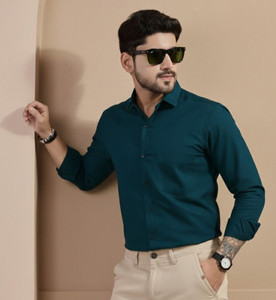STONEBERG Men Solid Formal Dark Blue Shirt