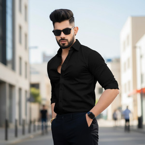 DEARISE Men Solid Formal Black Shirt