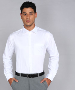 Raymond Men Self Design Formal White Shirt