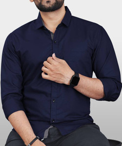 METRONAUT Men Solid Casual Light Blue Shirt