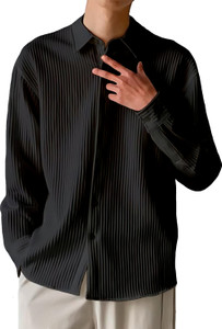 color bucket Men Self Design Casual Black Shirt