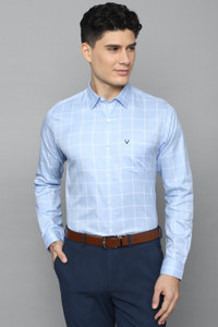 Allen Solly Men Checkered Formal Blue Shirt