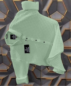 JACKBELLA Men Self Design Casual Green Shirt