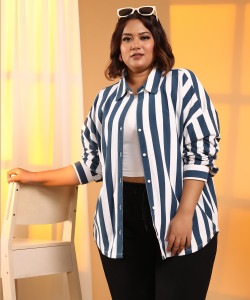 Instafab Plus Women Striped Casual Multicolor Shirt