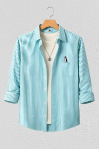 TYRELL Men Striped Light Green Casual Shirt - Image 3