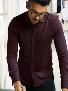 Damensch Men Solid Casual Purple Shirt