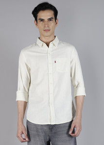 LEVI'S Men Solid Casual Cream Shirt