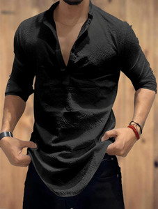 COMBRAIDED Men Self Design Straight Kurta