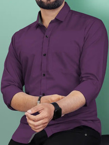 Kachhot Men Solid Casual Purple Shirt
