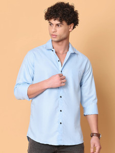 Tanip Men Solid Casual Light Blue Shirt