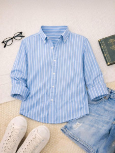 ELEANERMES Boys Striped Casual Black, Grey Shirt