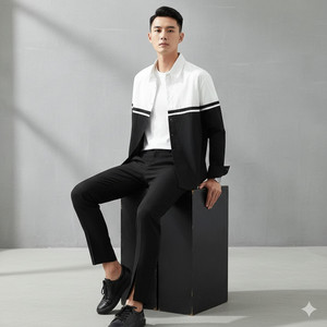 Kaps Choice Men Color Block, Striped Casual White, Black Shirt - Image 5