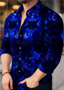JaitraFab Men Printed Casual Blue Shirt