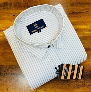 TIGERSNAKE Men Striped Casual White Shirt