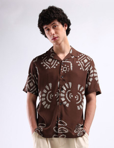 FLYING MACHINE Men Printed Casual Brown Shirt