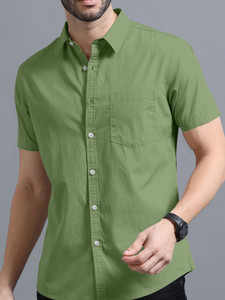 VTEXX Men Solid Casual Light Green Shirt