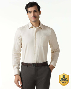 Blackberrys Men Self Design Formal Beige Shirt