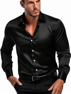 METRONAUT Men Solid Formal Black Shirt