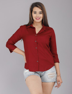 Shrivani Women Solid Formal Maroon Shirt