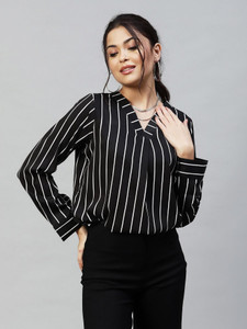 Selvia Women Printed Casual Black Shirt