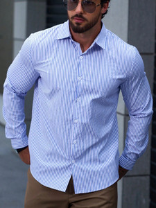 METRONAUT Men Self Design Casual Light Blue Shirt